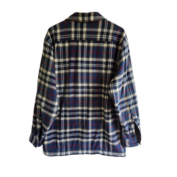 L.L. Bean Mens Fleece Lined Flannel Shirt, Blue Plaid, Cotton, Size Medium - Picture 2 of 9